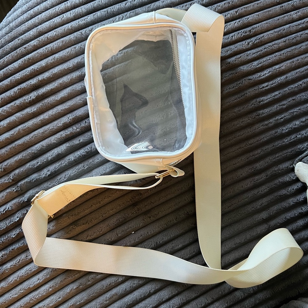 Clear Crossbody Bag with White Strap